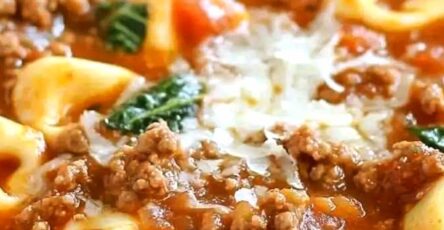 Slow Cooker Tomato Tortellini Soup with Ground Beef