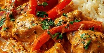 Creamy Paprika Chicken with Bell Peppers & Fluffy Rice Creamy Paprika Chicken with Bell Peppers & Fluffy Rice