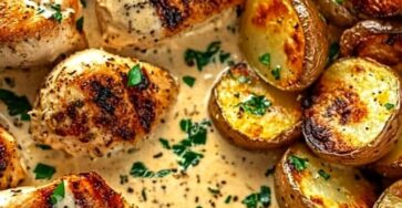 Creamy Garlic Chicken with Golden Roasted Baby Potatoes Creamy Garlic Chicken with Golden Roasted Baby Potatoes