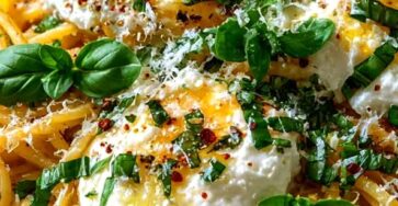 Lemon Herb Burrata Spaghetti with Roasted Garlic Lemon Herb Burrata Spaghetti with Roasted Garlic