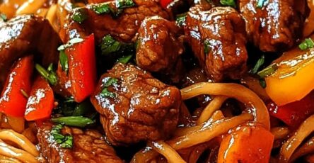Sizzling Garlic Beef Stir-Fry with Tender Noodles & Crisp Veggies