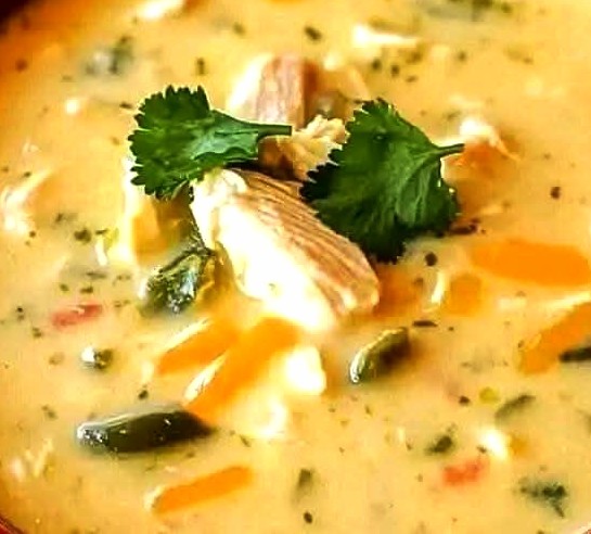 Creamy Poblano Chicken Cheese Soup
