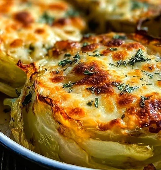Cheesy Baked Cabbage Steaks