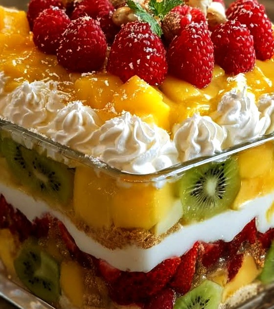 Tropical Mango Kiwi Strawberry Trifle