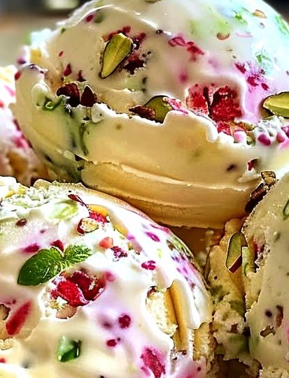 Rose Pistachio Cheesecake Ice Cream