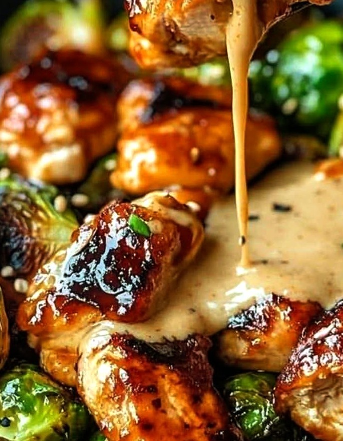 Teriyaki Chicken with Crispy Brussels Sprouts