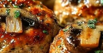 Garlic Parmesan Chicken Meatloaves with Creamy Mushroom Sauce Garlic Parmesan Chicken Meatloaves with Creamy Mushroom Sauce