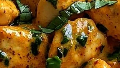 Golden Spiced Coconut Chicken with Fresh Basil Over Fluffy White Rice