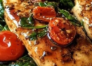 Balsamic Chicken Breast with Spinach and Cherry Tomatoes Recipe