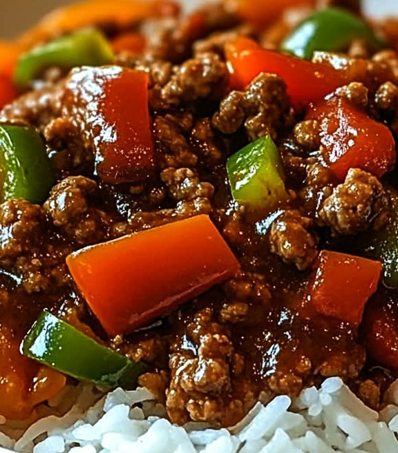Savory Stir-Fried Beef and Bell Peppers Over Fluffy Rice