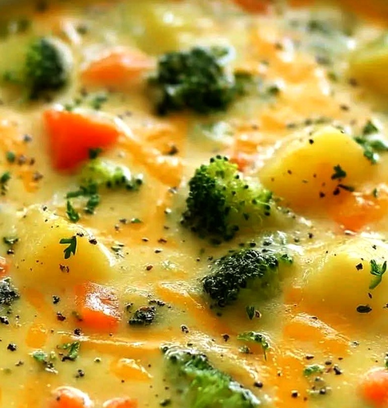 Crockpot Potato Broccoli Cheddar Soup Recipe
