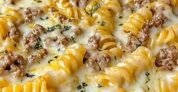 Loaded Cheeseburger Alfredo Pasta Bake