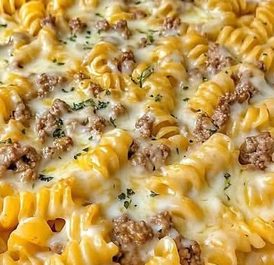 Loaded Cheeseburger Alfredo Pasta Bake