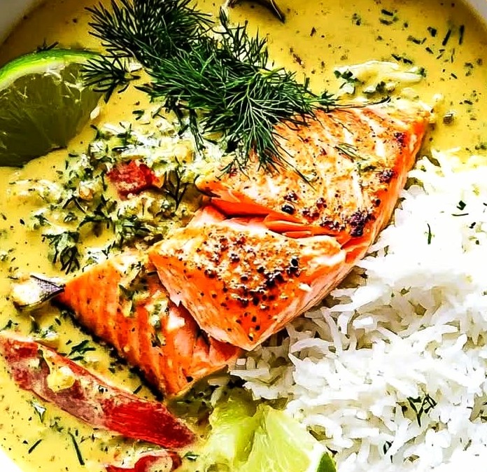 Salmon in Coconut Lime Indian Curry