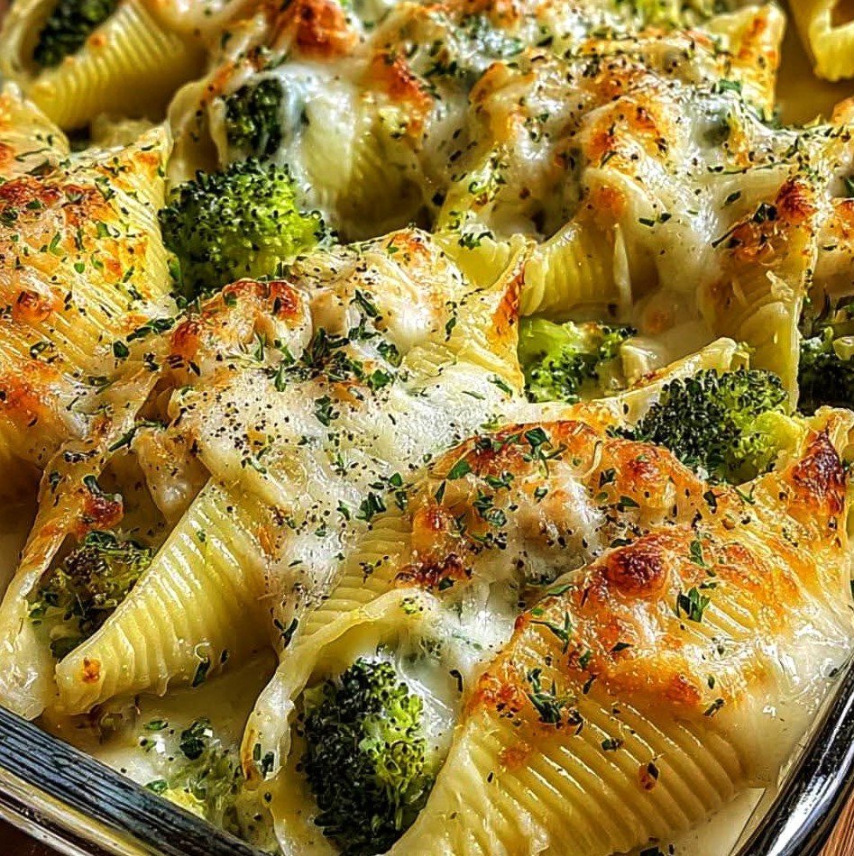 Chicken and Broccoli Alfredo Stuffed Shells Recipe