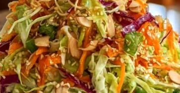 Easy Crunchy Asian Cabbage Slaw with Sesame Dressing