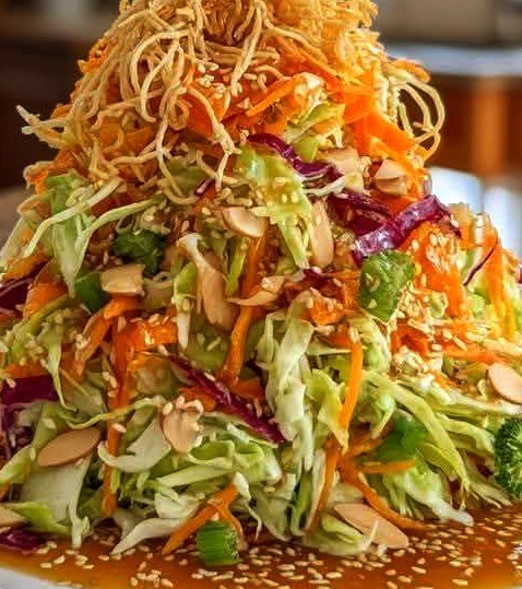 Easy Crunchy Asian Cabbage Slaw with Sesame Dressing