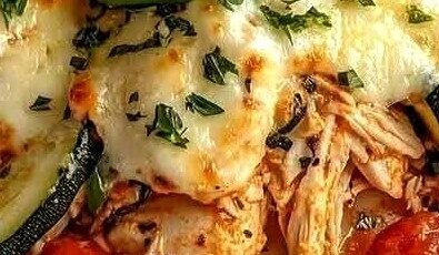 Cheesy Chicken Zucchini Bake with Tomatoes