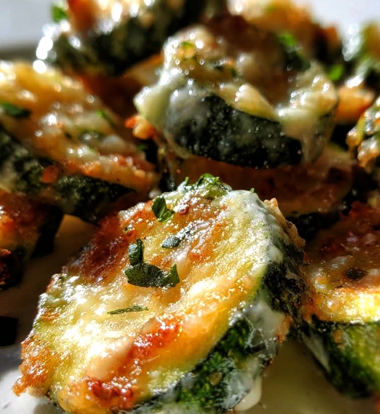 Crispy Zucchini Garlic Bites with Parmesan