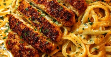 Spicy Cajun Garlic Chicken Linguine in Creamy Parmesan Sauce