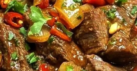 Spicy Beef Tongue in Tomato and Chili Sauce