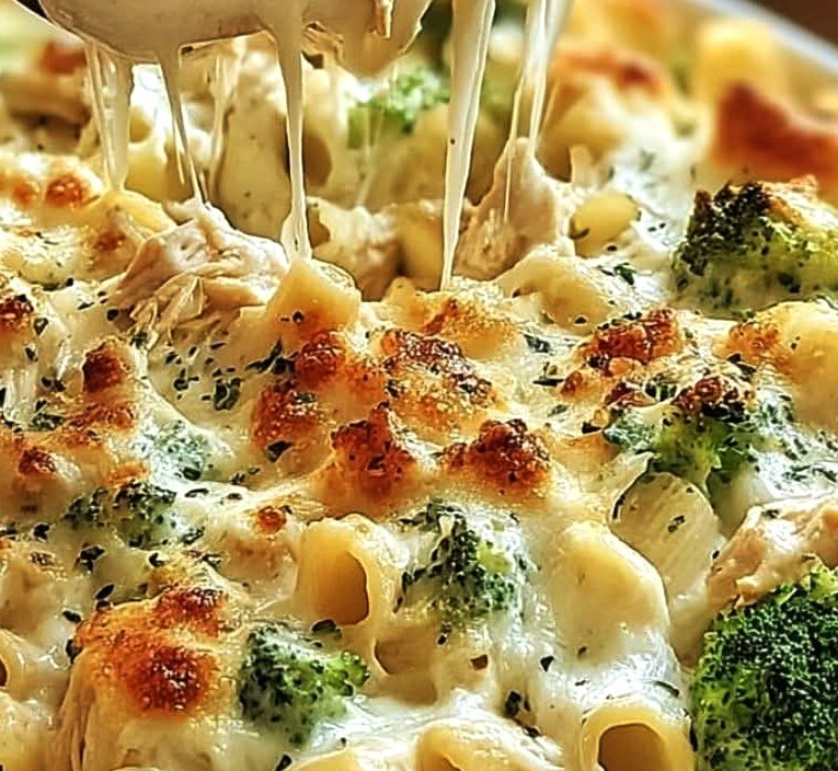 Cheesy Baked Chicken and Broccoli Alfredo Pasta