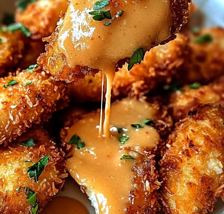Golden Coconut-Crusted Chicken Bites with Sweet & Spicy Bang Bang Sauce