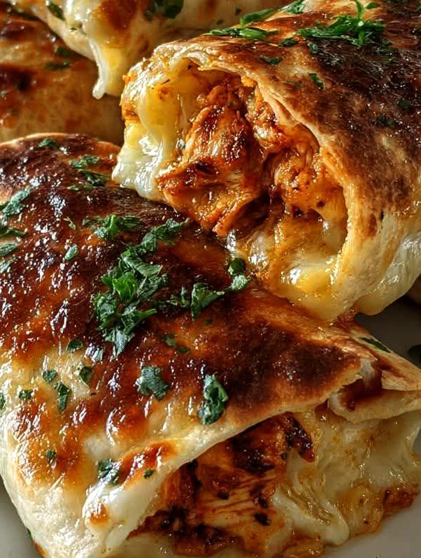 Baked Cheesy Garlic Chicken Wraps