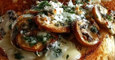Cheesy Garlic Mushroom Bruschetta Recipe