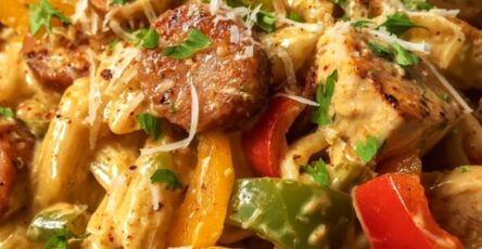 Crockpot Cajun Pepper Jack Chicken & Sausage Pasta