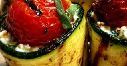 Grilled Zucchini Roll-Ups with Lemon Basil Ricotta