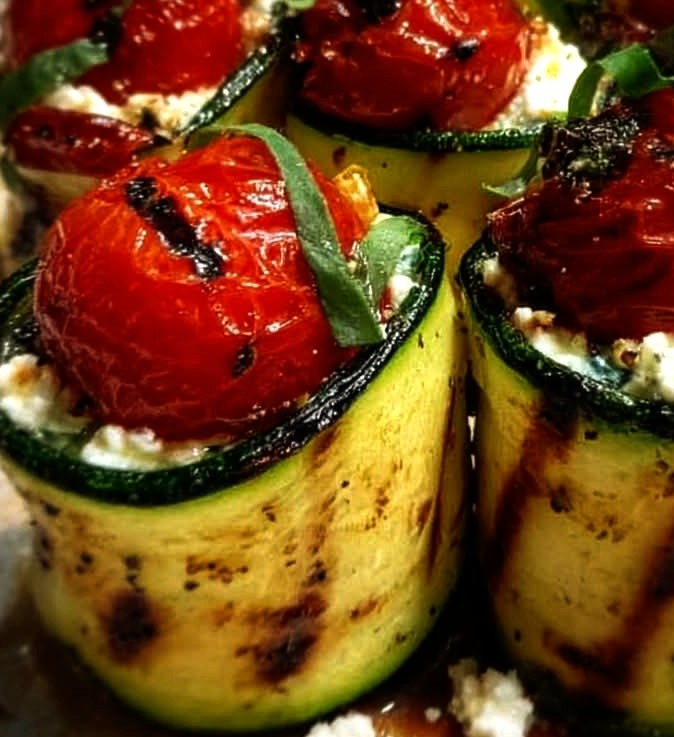 Grilled Zucchini Roll-Ups with Lemon Basil Ricotta