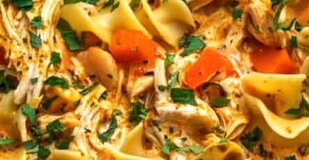 Crockpot Creamy Buffalo Chicken Noodle Soup Recipe
