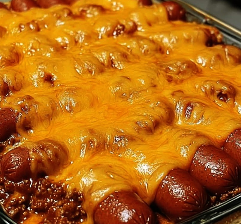Fully Loaded Classic Chili Cheese Dog Casserole