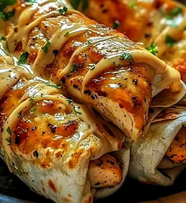 Cheesy Garlic Chicken Wraps Recipe
