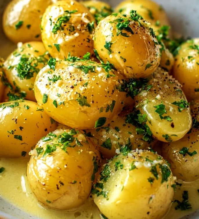 Creamy Garlic Sauce Baby Potatoes