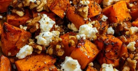 Caramelized Sweet Potatoes with Maple, Feta & Crunchy Walnuts