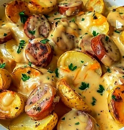 Cheesy Ranch Potatoes with Smoked Sausage