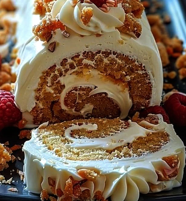 Carrot Cake Roll with Cream Cheese Frosting