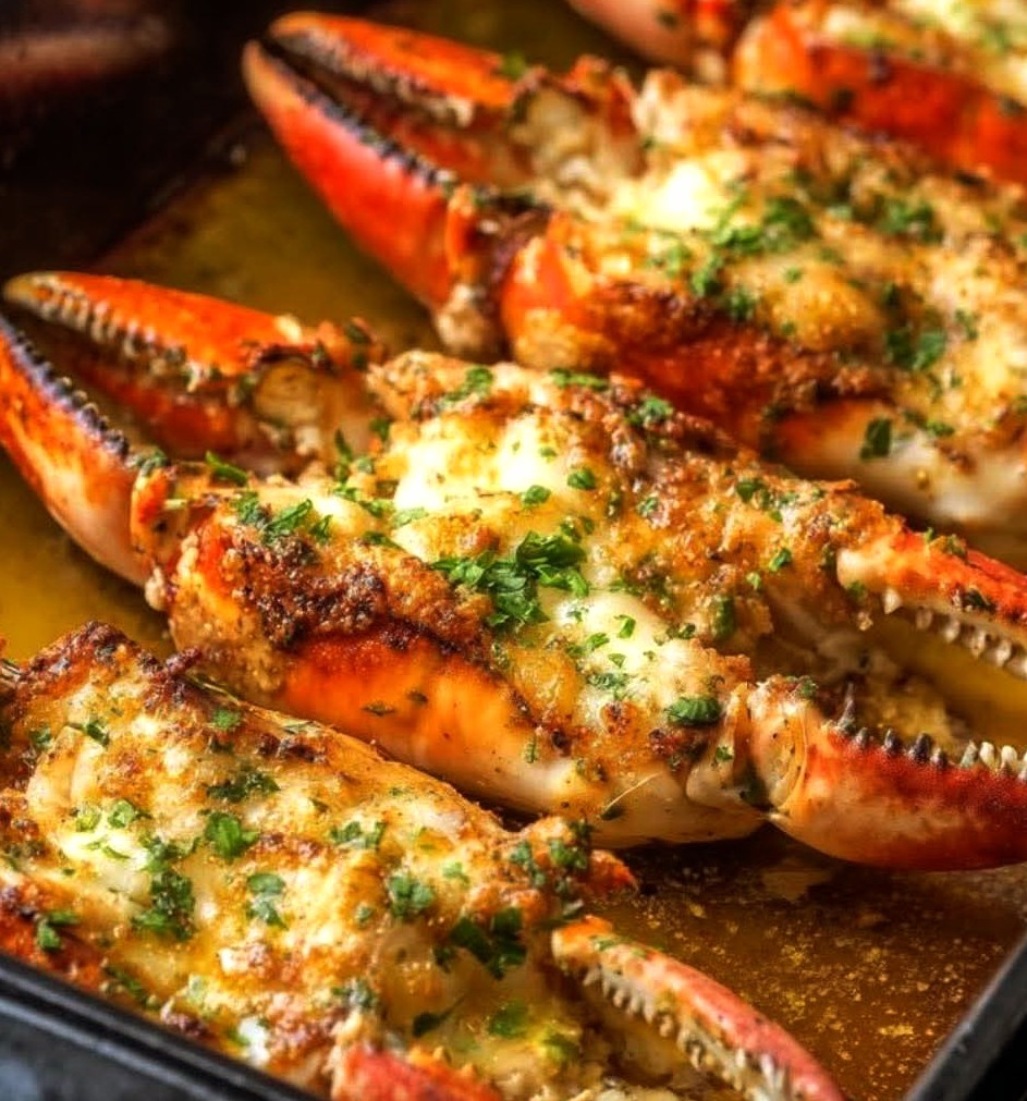 Baked Stuffed Crab Claws with Garlic Butter & Cheese