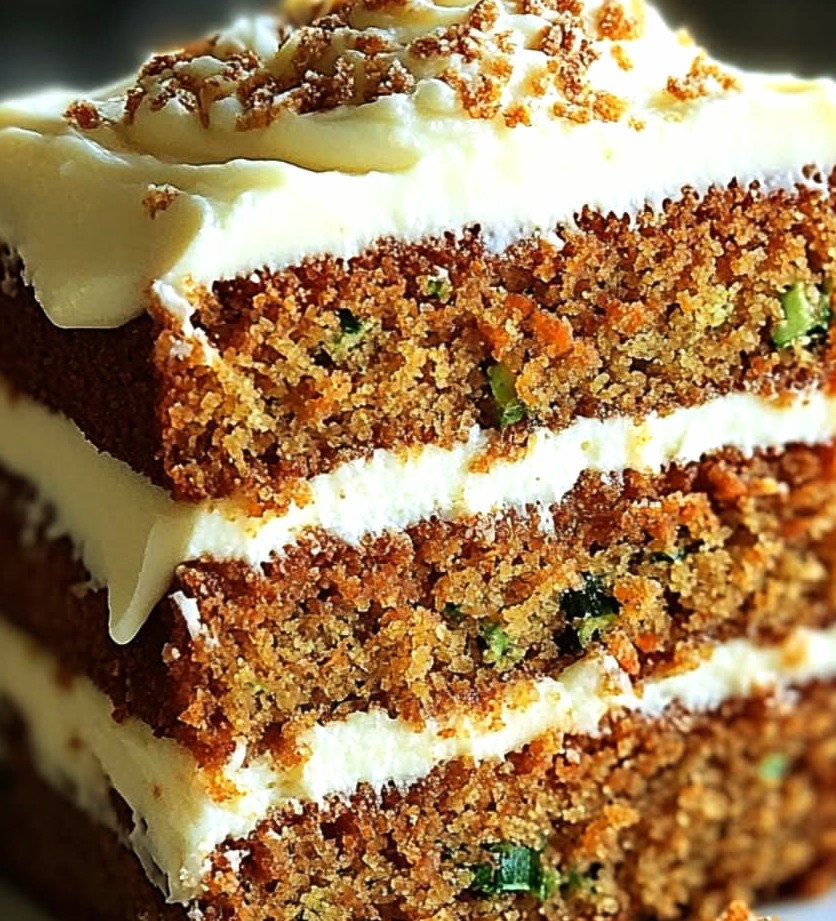 Moist Carrot Zucchini Cake with Cream Cheese Frosting