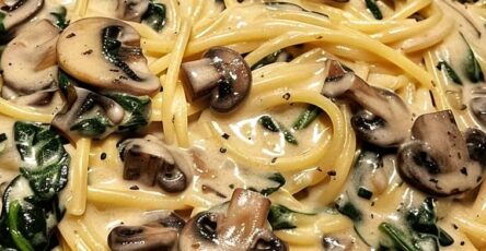Creamy Spinach and Mushroom Spaghetti Recipe