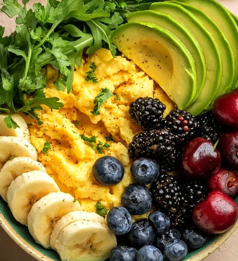 Savory-Sweet Breakfast Power Bowl with Eggs, Avocado