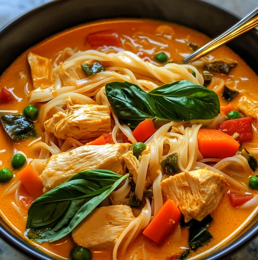 Creamy Thai Coconut Curry Noodle Bowl with Chicken