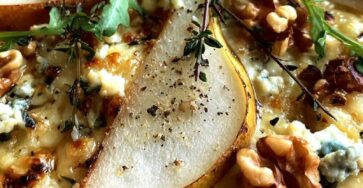 Roasted Pear & Gorgonzola Flatbread with Honeyed Walnuts