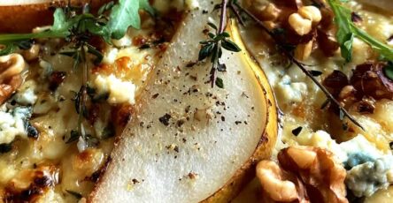 Roasted Pear & Gorgonzola Flatbread with Honeyed Walnuts