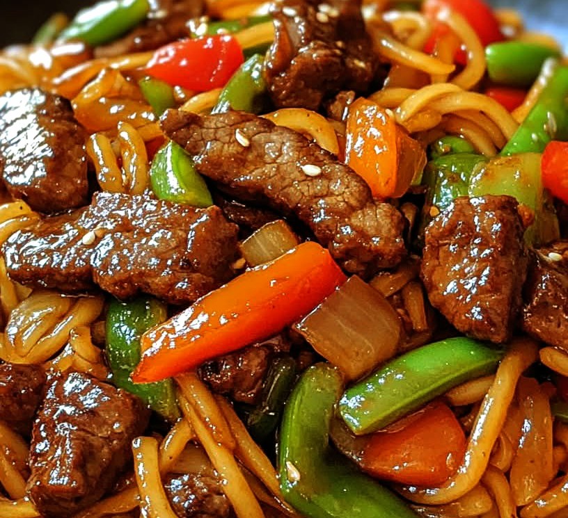 Savory Beef and Vegetable Stir-Fry with Tender Noodles