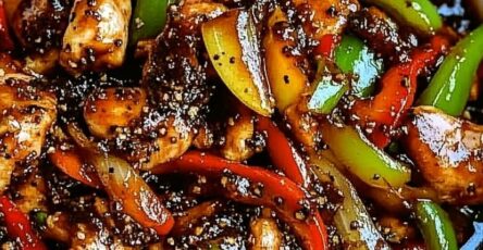 Sizzling Black Pepper Chicken with Crisp Veggies & Garlic
