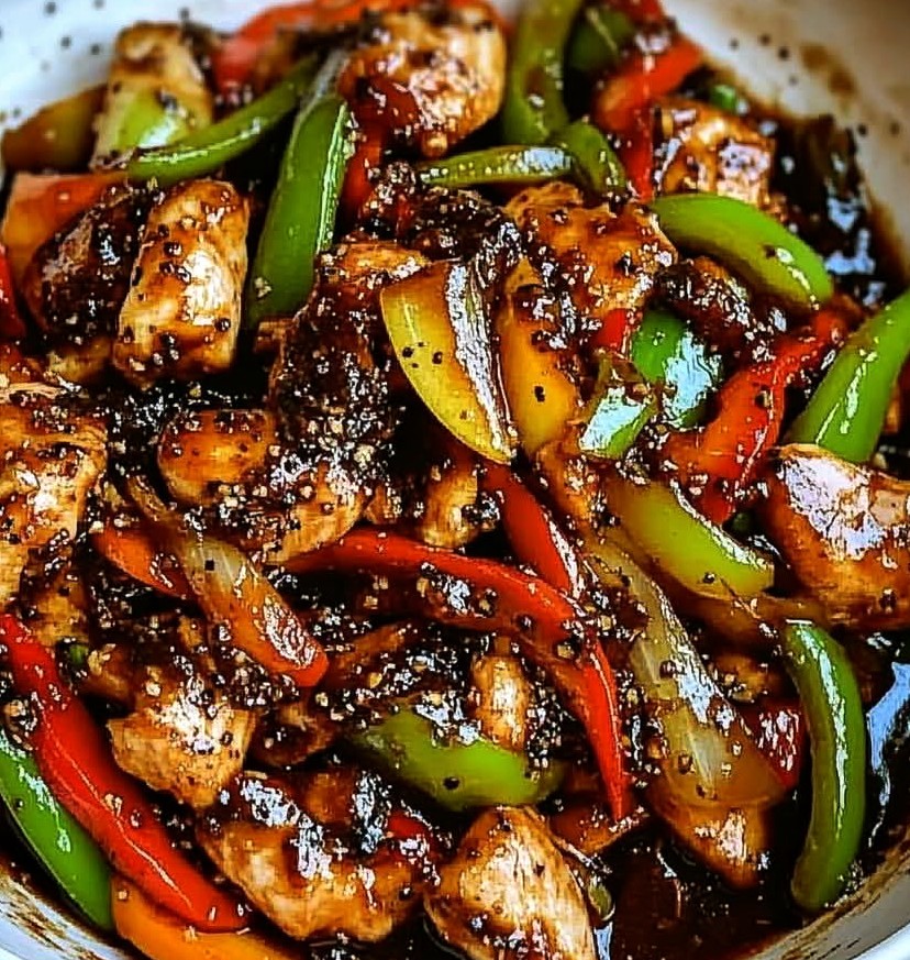 Sizzling Black Pepper Chicken with Crisp Veggies & Garlic