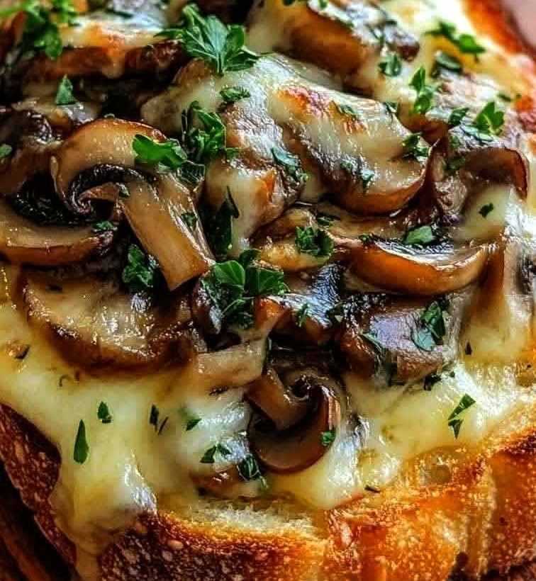 Rustic Mushroom & Melted Cheese Tartine